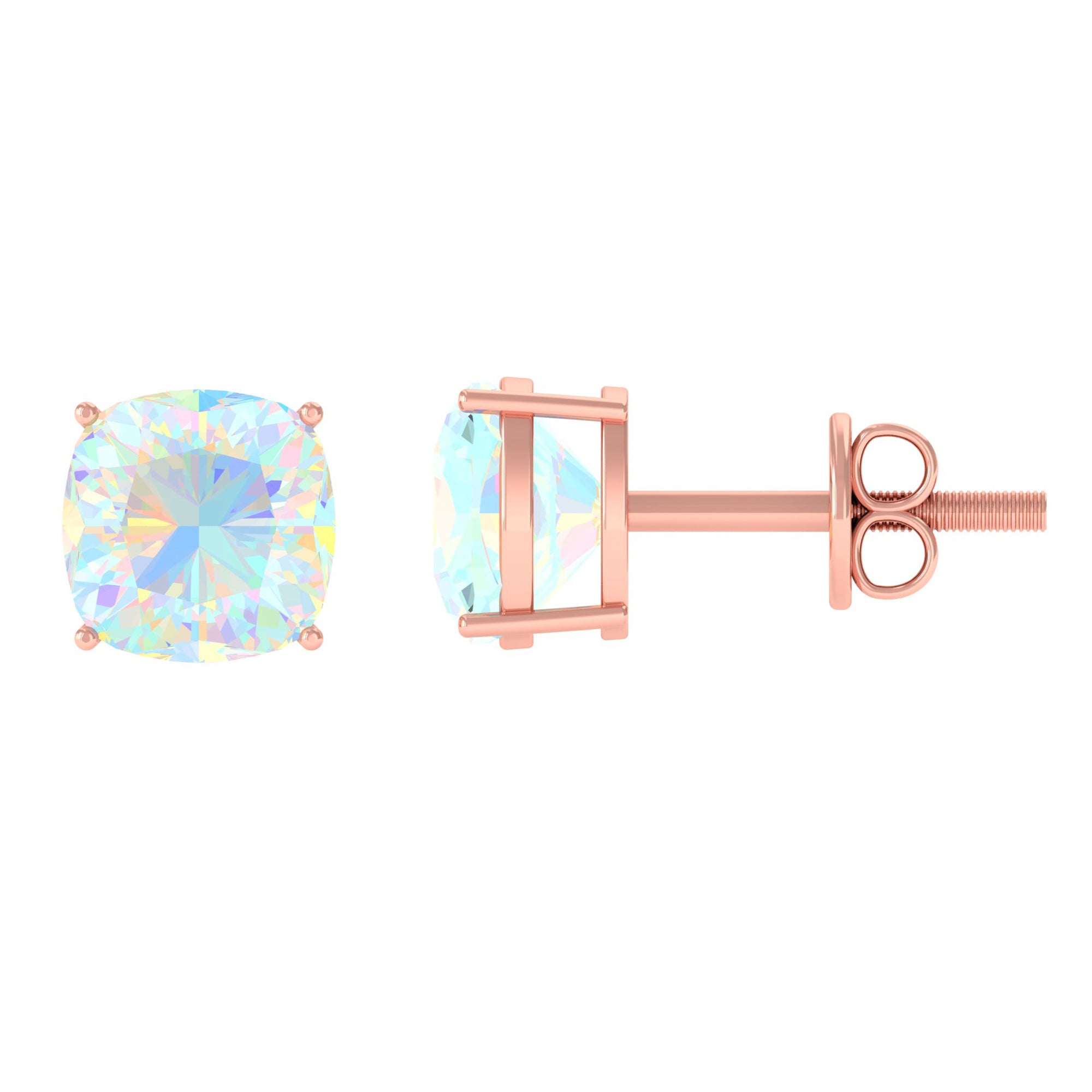 1.75 CT Cushion Cut Ethiopian Opal Solitaire Stud Earrings For Women Ethiopian Opal - ( AAA ) - Quality - Rosec Jewels