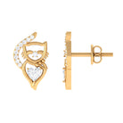 Heart and Round Diamond Animal Stud Earrings Diamond - ( HI-SI ) - Color and Clarity - Rosec Jewels