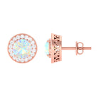 2.25 CT Classic Ethiopian Opal and Diamond Halo Stud Earrings Ethiopian Opal - ( AAA ) - Quality - Rosec Jewels