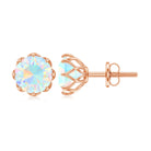 6 MM Decorative Ethiopian Opal Solitaire Stud Earrings Ethiopian Opal - ( AAA ) - Quality - Rosec Jewels