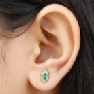 3/4 CT Classic Marquise Cut Emerald and Diamond Accent Stud Earrings Emerald - ( AAA ) - Quality - Rosec Jewels