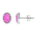 Oval Cut Pink Sapphire Solitaire Stud Earrings in Rope Frame Pink Sapphire - ( AAA ) - Quality - Rosec Jewels