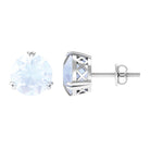 8 MM Moonstone Solitaire Stud Earrings in Double Prong Setting Moonstone - ( AAA ) - Quality - Rosec Jewels