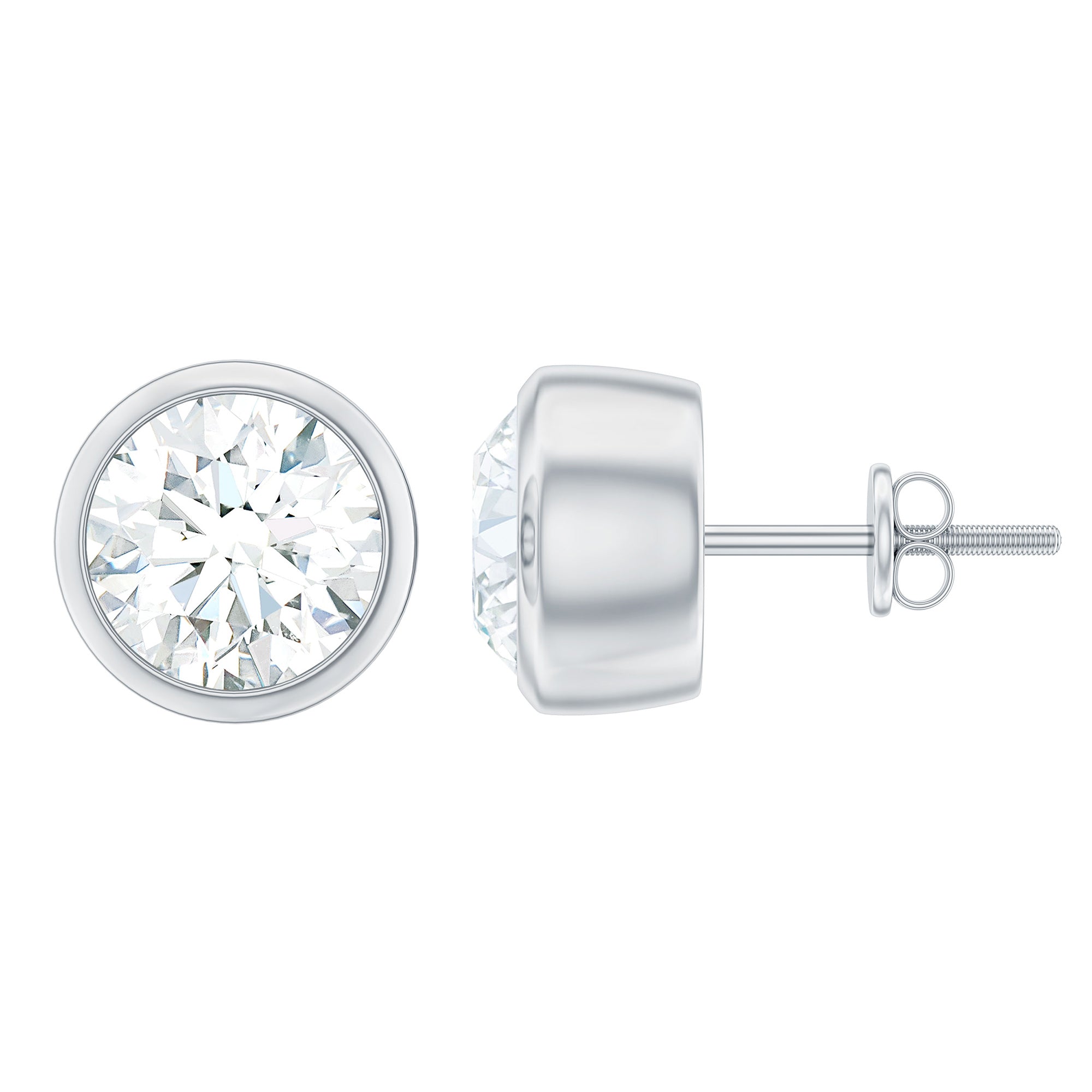 Rosec Jewels-Certified Moissanite Solitaire Stud Earrings in Bezel Setting