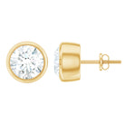 Rosec Jewels-Certified Moissanite Solitaire Stud Earrings in Bezel Setting