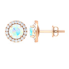 Round Ethiopian Opal and Diamond Halo Stud Earrings Ethiopian Opal - ( AAA ) - Quality - Rosec Jewels