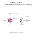 3/4 CT Pink Tourmaline and Diamond Halo Stud Earrings Pink Tourmaline - ( AAA ) - Quality - Rosec Jewels