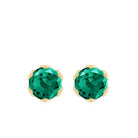 6 MM Round Cut Created Emerald Solitaire Stud Earrings in Lotus Basket Setting Lab Created Emerald - ( AAAA ) - Quality - Rosec Jewels