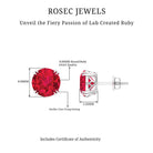 4.5 CT Created Ruby Solitaire Stud Earring in Double Claw Prong Setting Lab Created Ruby - ( AAAA ) - Quality - Rosec Jewels