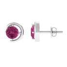 1 CT Simple Pink Tourmaline Solitaire Stud Earrings Pink Tourmaline - ( AAA ) - Quality - Rosec Jewels