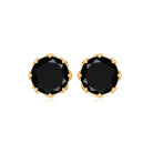 6 MM Decorative Black Spinel Solitaire Stud Earrings Black Spinel - ( AAA ) - Quality - Rosec Jewels