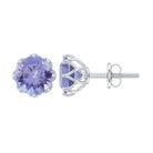 6 MM Decorative Tanzanite Solitaire Stud Earrings Tanzanite - ( AAA ) - Quality - Rosec Jewels