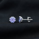 6 MM Decorative Tanzanite Solitaire Stud Earrings Tanzanite - ( AAA ) - Quality - Rosec Jewels