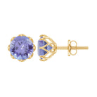 6 MM Decorative Tanzanite Solitaire Stud Earrings Tanzanite - ( AAA ) - Quality - Rosec Jewels