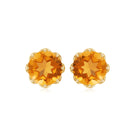 7 MM Decorative Citrine Solitaire Stud Earrings Citrine - ( AAA ) - Quality - Rosec Jewels