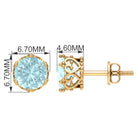 6 MM Sky Blue Topaz Solitaire Crown Stud Earrings Sky Blue Topaz - ( AAA ) - Quality - Rosec Jewels