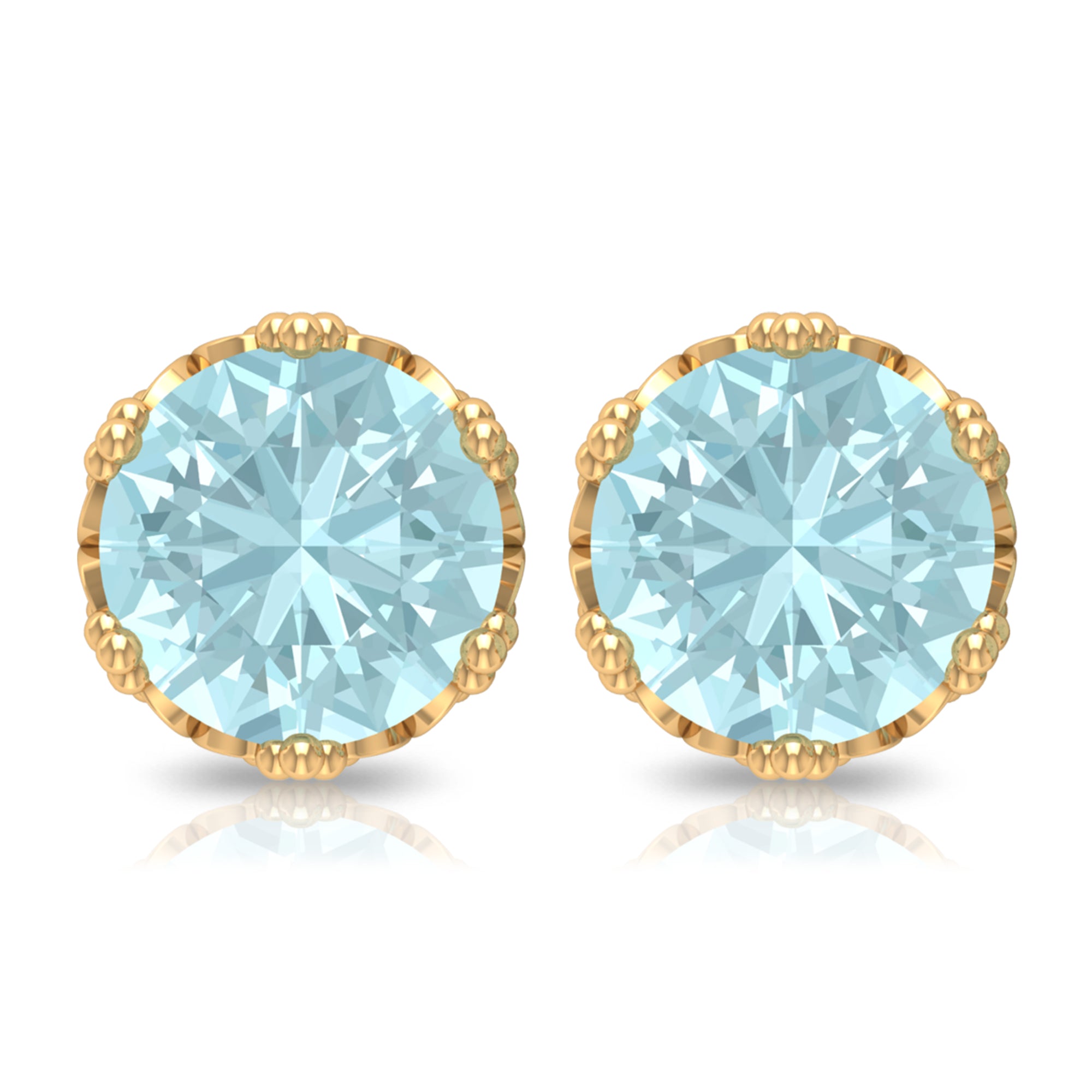 6 MM Sky Blue Topaz Solitaire Crown Stud Earrings Sky Blue Topaz - ( AAA ) - Quality - Rosec Jewels