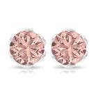 6 MM Morganite Solitaire Stud Earrings in Lotus Basket Setting Morganite - ( AAA ) - Quality - Rosec Jewels