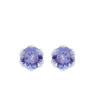 6 MM Round Cut Tanzanite Solitaire Stud Earrings for Women Tanzanite - ( AAA ) - Quality - Rosec Jewels