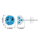 6 MM Swiss Blue Topaz Solitaire Stud Earrings in Lotus Basket Setting Swiss Blue Topaz - ( AAA ) - Quality - Rosec Jewels