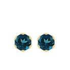 6 MM Round Cut London Blue Topaz Solitaire Stud Earrings for Women London Blue Topaz - ( AAA ) - Quality - Rosec Jewels