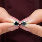 Round shape Lab Grown Black Diamond Solitaire Stud Earrings Lab Created Black Diamond - ( AAAA ) - Quality - Rosec Jewels