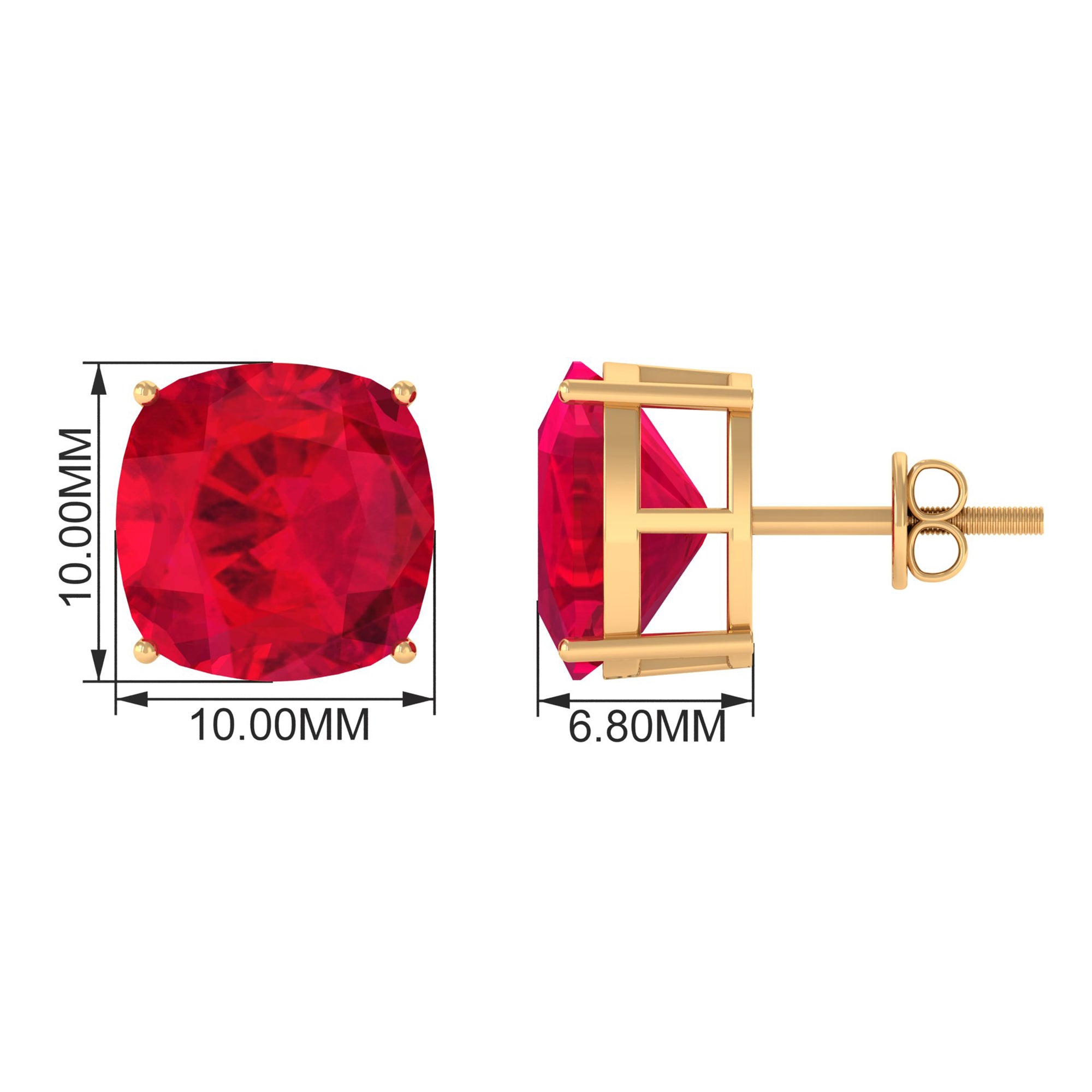 7.5 CT Created Ruby Solitaire Stud Earring in 4 Prong Setting Lab Created Ruby - ( AAAA ) - Quality - Rosec Jewels