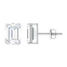 6X8 MM Octagon Shape Moissanite Solitaire Stud Earrings in Silver Moissanite - ( D-VS1 ) - Color and Clarity 92.5 Sterling Silver - Rosec Jewels