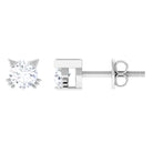 Round Real Diamond Cat Stud Earrings Diamond - ( HI-SI ) - Color and Clarity - Rosec Jewels