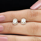 Certified White Topaz Minimal Halo Stud Earrings White Topaz - ( AAA ) - Quality - Rosec Jewels