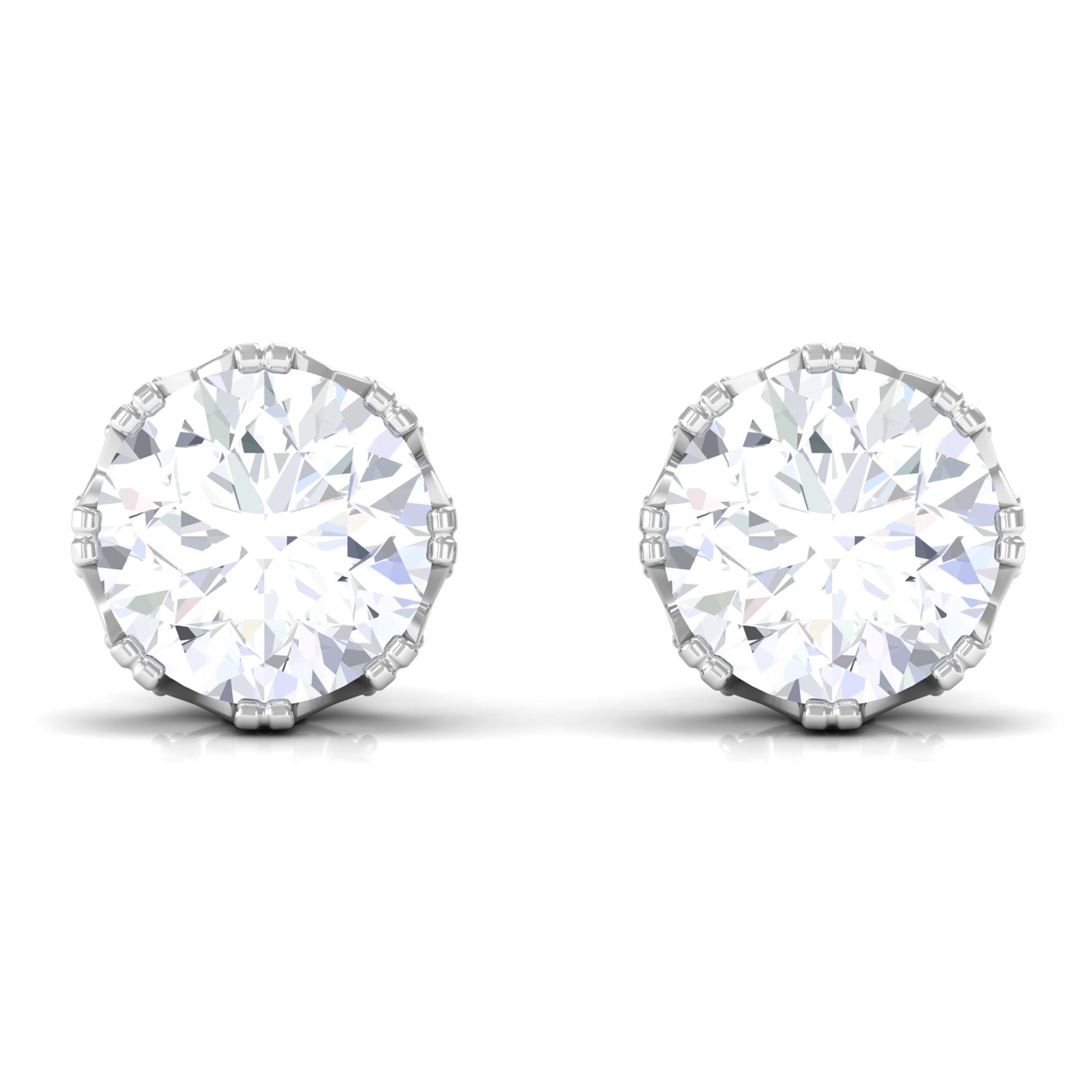 Designer Moissanite Solitaire Stud Earrings Moissanite - ( D-VS1 ) - Color and Clarity - Rosec Jewels