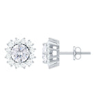 Round Moissanite Flower Cluster Stud Earrings Moissanite - ( D-VS1 ) - Color and Clarity - Rosec Jewels