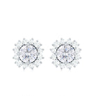 Round Moissanite Flower Cluster Stud Earrings Moissanite - ( D-VS1 ) - Color and Clarity - Rosec Jewels