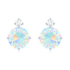 Ethiopian Opal Diamond Solitaire Stud Earrings Ethiopian Opal - ( AAA ) - Quality - Rosec Jewels