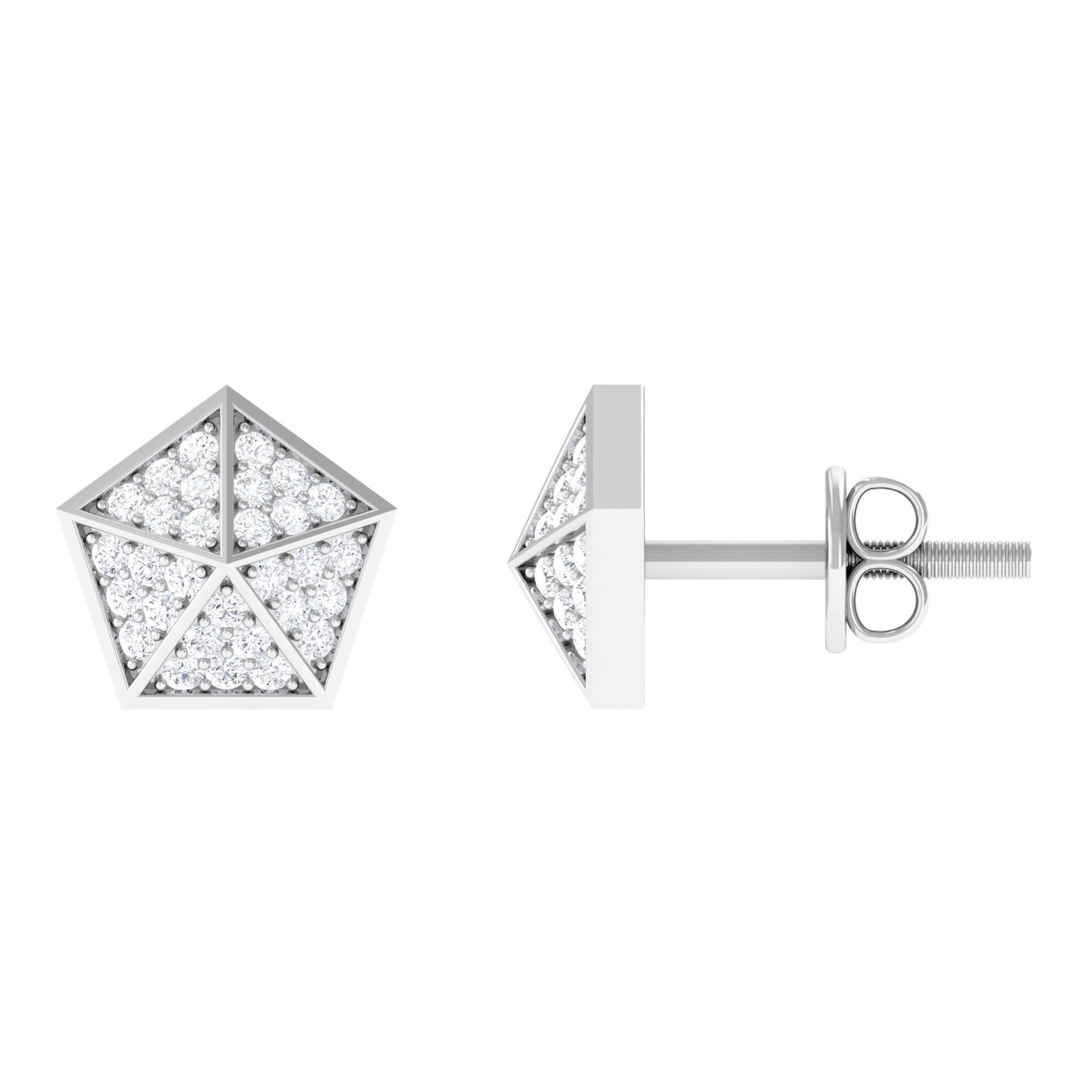 Round Cut Moissanite Geometric Stud Earrings Moissanite - ( D-VS1 ) - Color and Clarity - Rosec Jewels