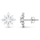 Round Certified Moissanite Gold Flower Stud Earrings Moissanite - ( D-VS1 ) - Color and Clarity - Rosec Jewels