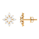 Round Certified Moissanite Gold Flower Stud Earrings Moissanite - ( D-VS1 ) - Color and Clarity - Rosec Jewels