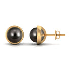 Elegant Tahitian Pearl Solitaire Stud Earrings in Bead Set Tahitian pearl - ( AAA ) - Quality - Rosec Jewels