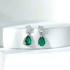 Pear Cut Lab Created Emerald and Moissanite Simple Teardrop Earrings Lab Created Emerald - ( AAAA ) - Quality - Rosec Jewels