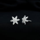 Certified Moissanite Snowflake Stud Earrings Moissanite - ( D-VS1 ) - Color and Clarity - Rosec Jewels