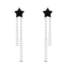 Moissanite Chain Star Dangle Earrings with Black Enamel Moissanite - ( D-VS1 ) - Color and Clarity - Rosec Jewels