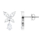 Marquise and Pear Cut Moissanite Flower Drop Earrings Moissanite - ( D-VS1 ) - Color and Clarity - Rosec Jewels