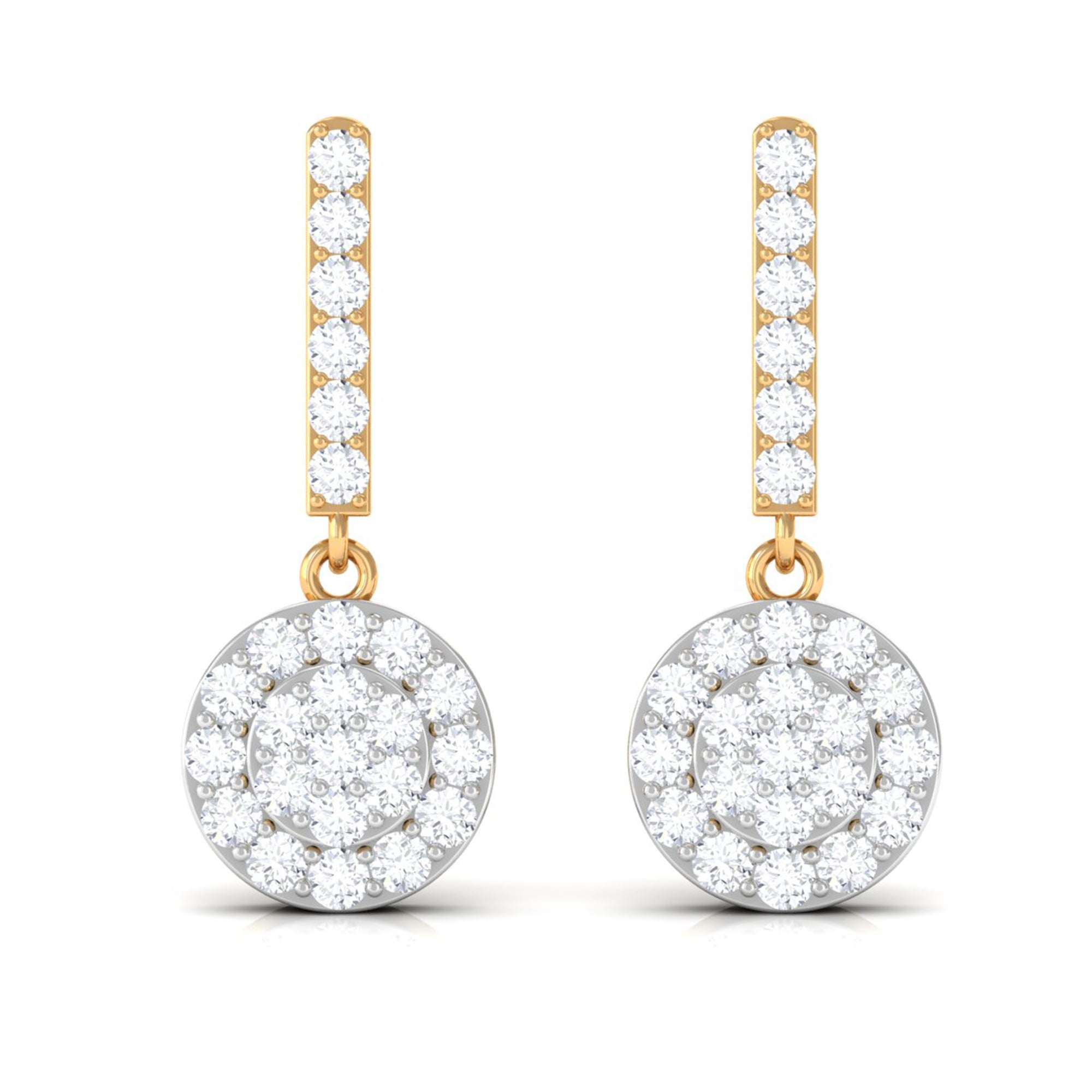 Minimal Moissanite Dangle Earrings in Pave Setting Moissanite - ( D-VS1 ) - Color and Clarity - Rosec Jewels