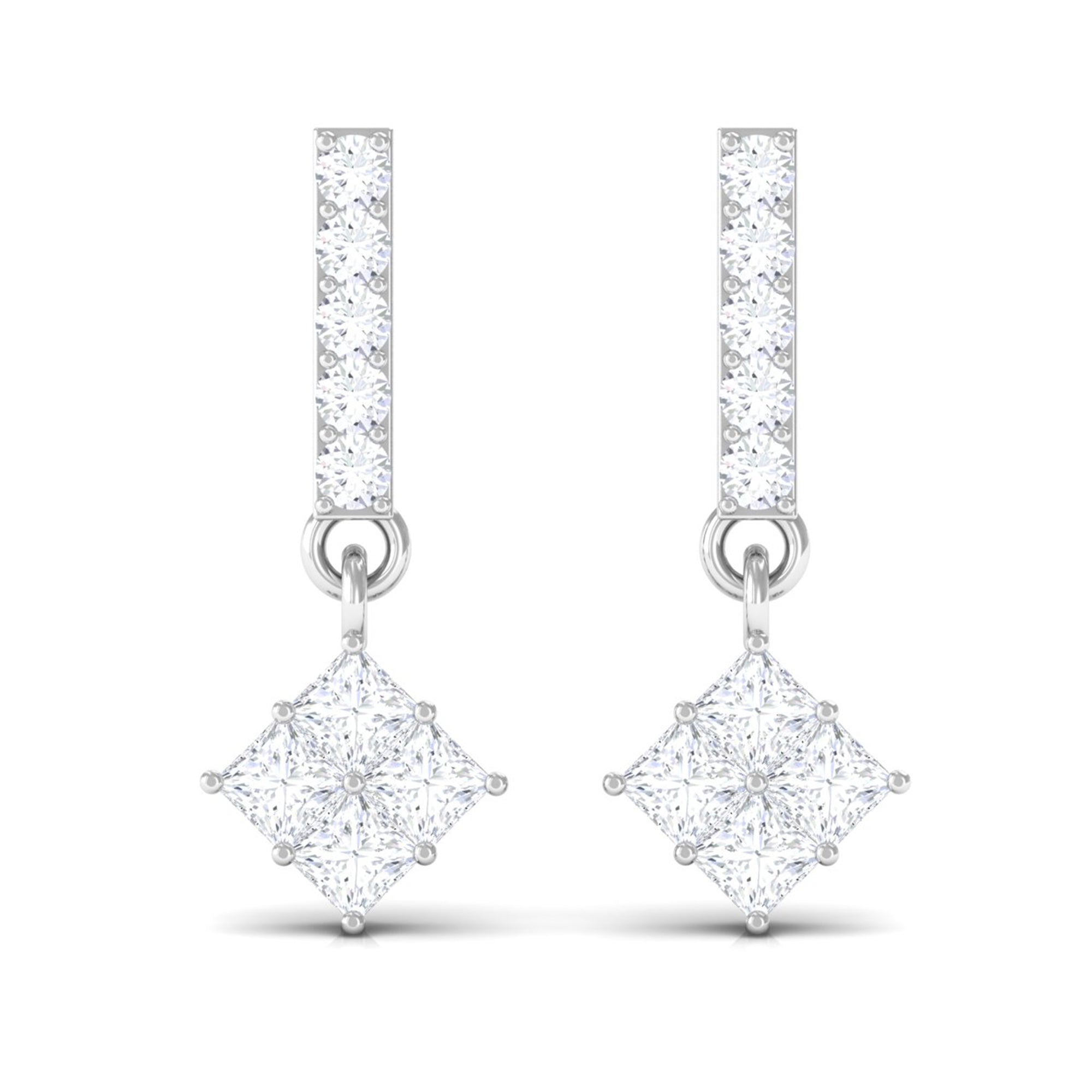 3/4 CT Contemporary Zircon Dangle Earrings in Gold Zircon - ( AAAA ) - Quality - Rosec Jewels