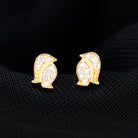 Natural Diamond Gold Penguin Stud Earrings Diamond - ( HI-SI ) - Color and Clarity - Rosec Jewels