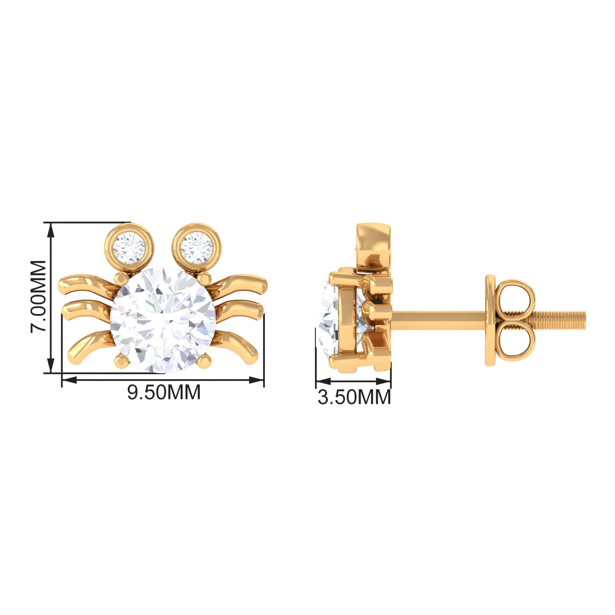 Lab Grown Diamond Spider Stud Earrings with Screw Back Lab Grown Diamond - ( EF-VS ) - Color and Clarity - Rosec Jewels