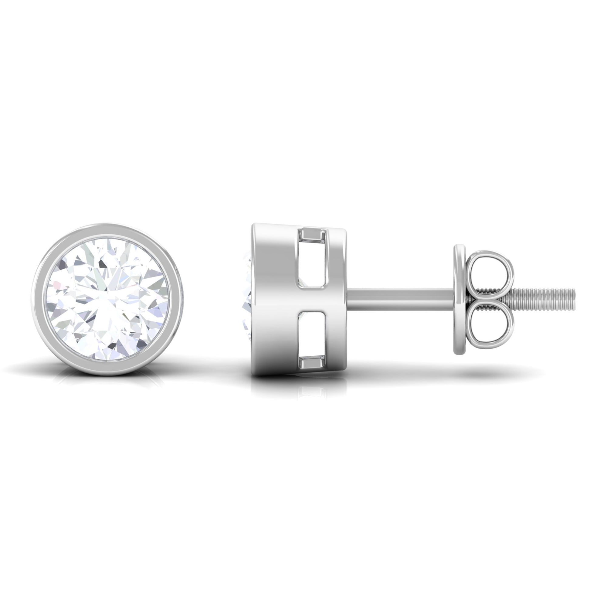 Simple Solitaire Stud Earrings with Lab Grown Diamond Lab Grown Diamond - ( EF-VS ) - Color and Clarity - Rosec Jewels