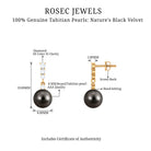 Diamond Bar and Tahitian Pearl Drop Earrings Tahitian pearl - ( AAA ) - Quality - Rosec Jewels