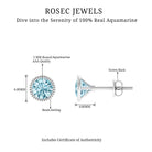 Round Cut Real Aquamarine Solitaire Stud Earring in Bezel Setting Aquamarine - ( AAA ) - Quality - Rosec Jewels