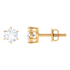 3/4 CT Certified Cubic Zirconia Gold Solitaire Stud Earrings Zircon - ( AAAA ) - Quality - Rosec Jewels